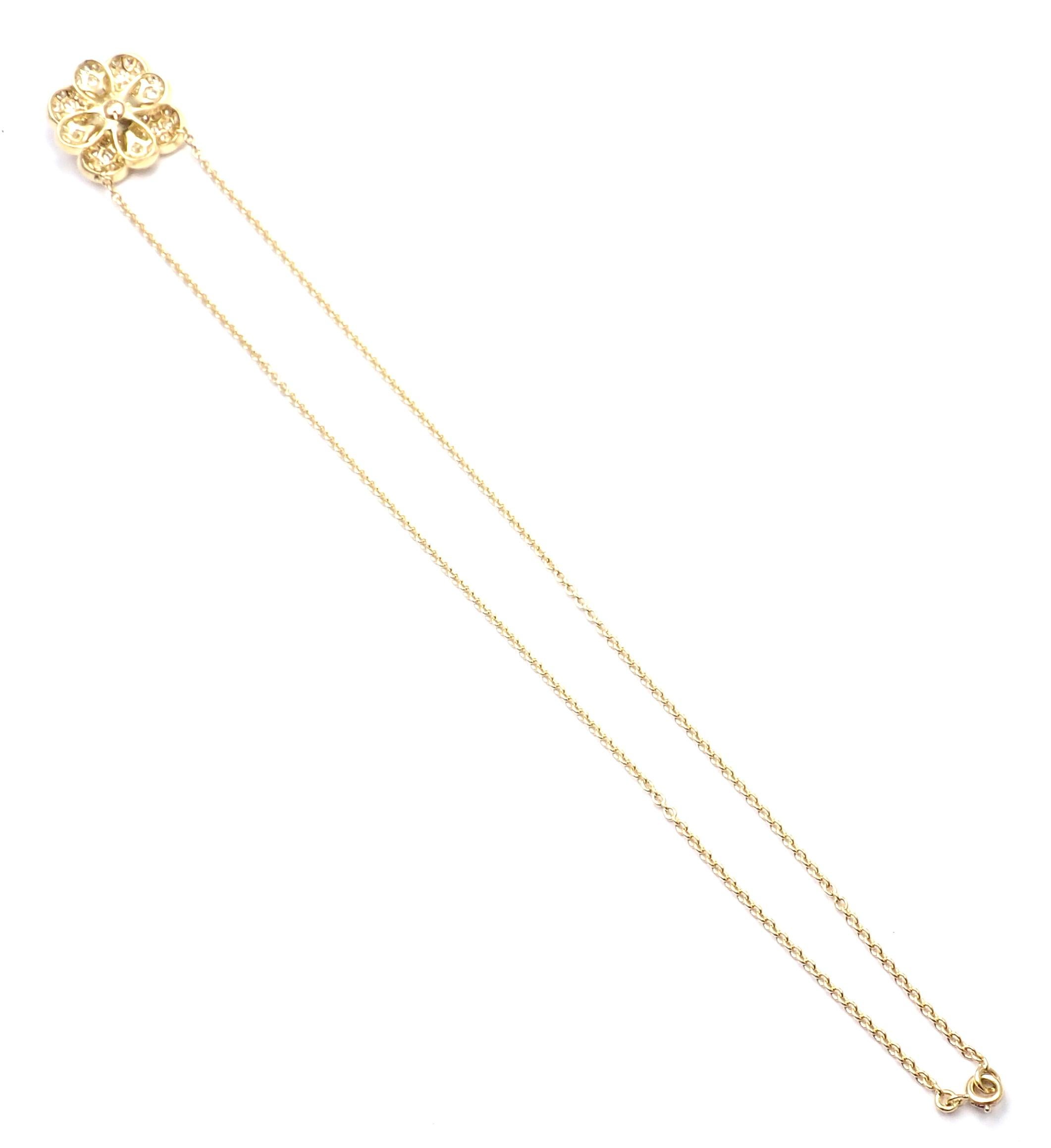 Van Cleef & Arpels Diamant Rosa Saphir Blume Gelbgold Anhänger Halskette im Angebot 5