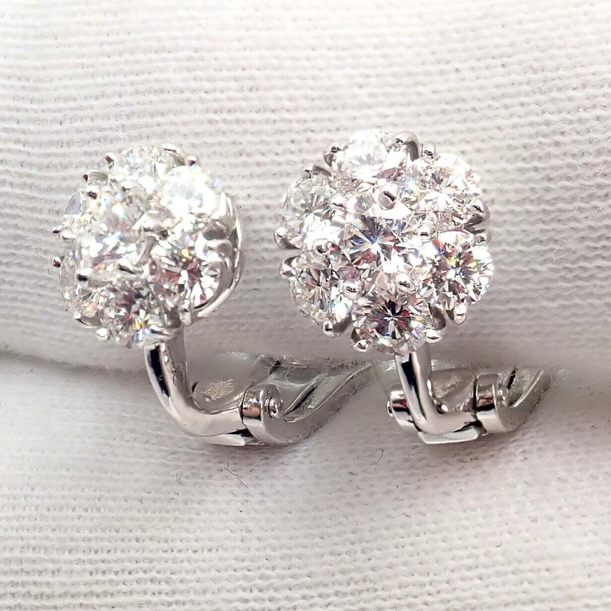 Van Cleef & Arpels Diamond Platinum Fleurette Flower Earrings For Sale 6