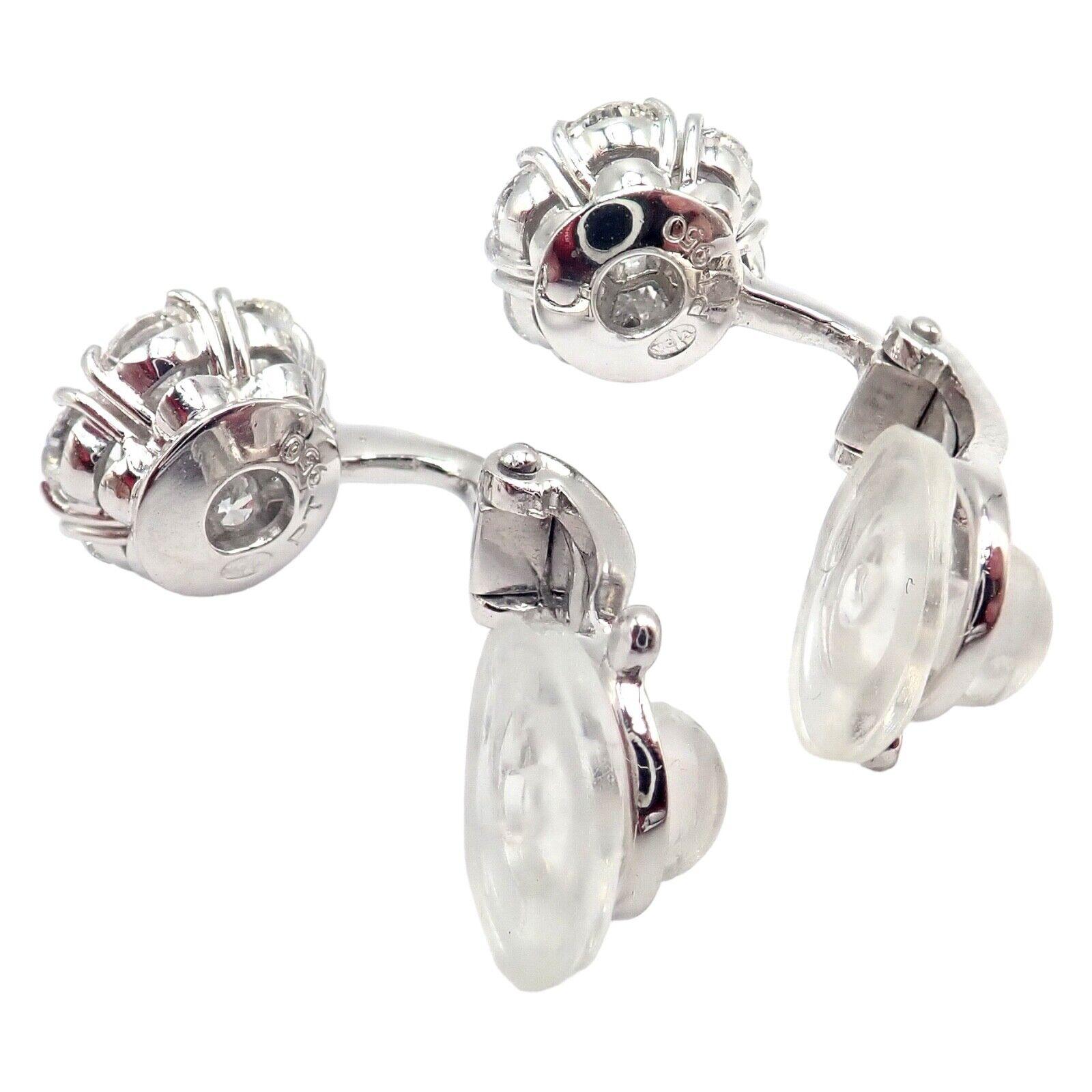 Van Cleef & Arpels Diamond Platinum Fleurette Flower Earrings For Sale 8
