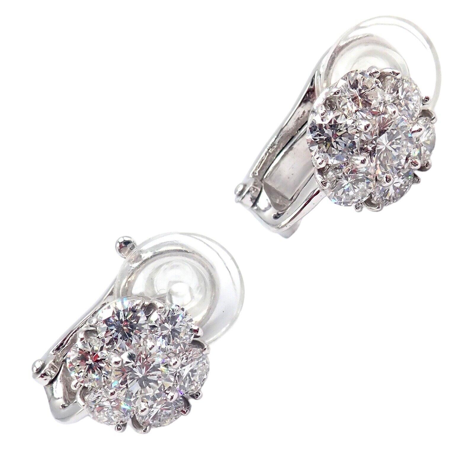 Van Cleef & Arpels Diamond Platinum Fleurette Flower Earrings For Sale 9
