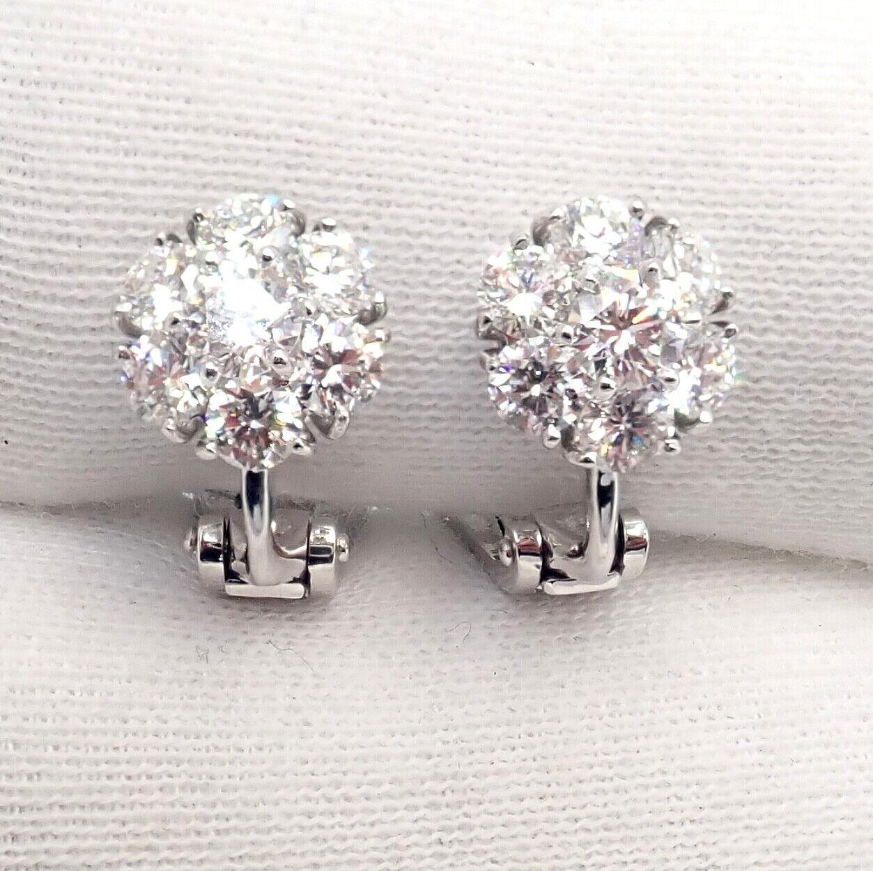 Van Cleef & Arpels Diamond Platinum Fleurette Flower Earrings For Sale 4