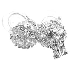 Van Cleef & Arpels Diamond Platinum Fleurette Flower Earrings