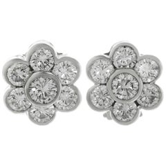 Van Cleef & Arpels Diamond Platinum Flower Earrings