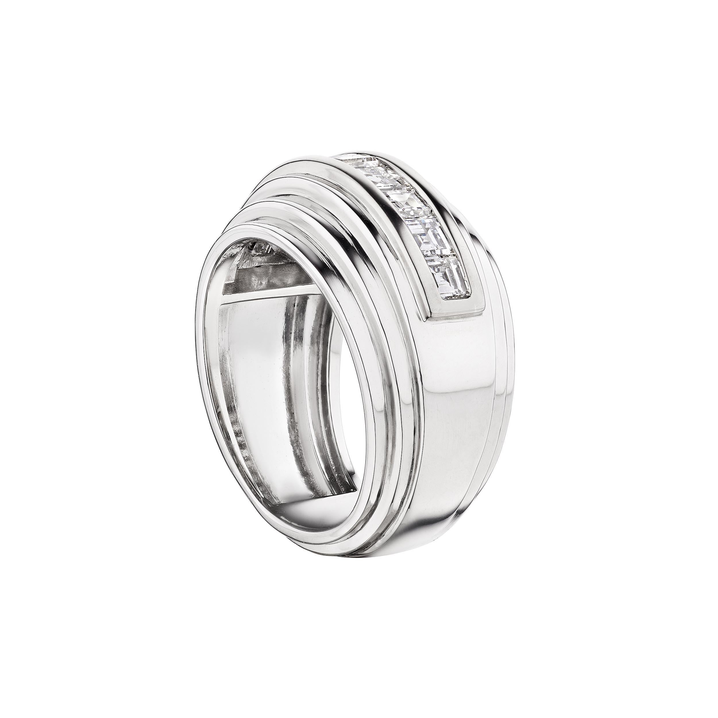 Van Cleef & Arpels Diamant Platin Mid-Century Dome Band Ring (Modernistisch) im Angebot