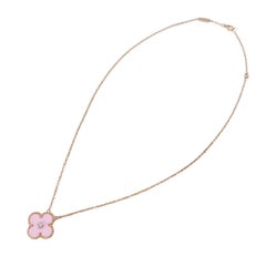 Van Cleef & Arpels Diamond Porcelain Limited Edition Alhambra Rose Gold Necklace