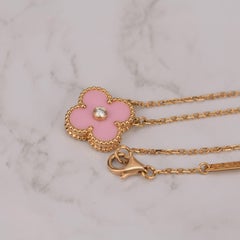 Van Cleef & Arpels Diamond Porcelain Limited Edition Alhambra Rose Gold Necklace