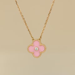 Van Cleef & Arpels Diamond Porcelain Limited Edition Alhambra Rose Gold Necklace