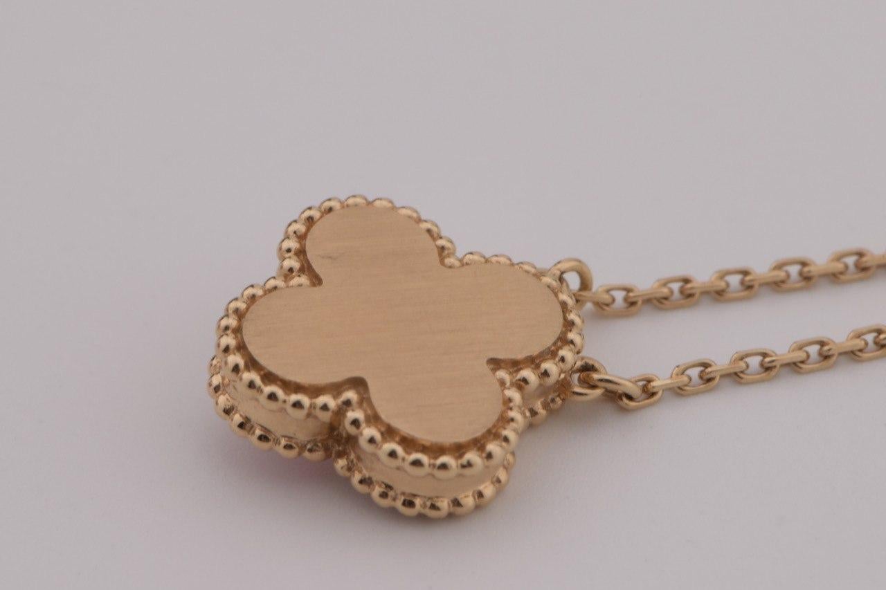 Van Cleef & Arpels Diamond Porcelain Limited Edition Alhambra Rose Gold Necklace In Excellent Condition In Banbury, GB