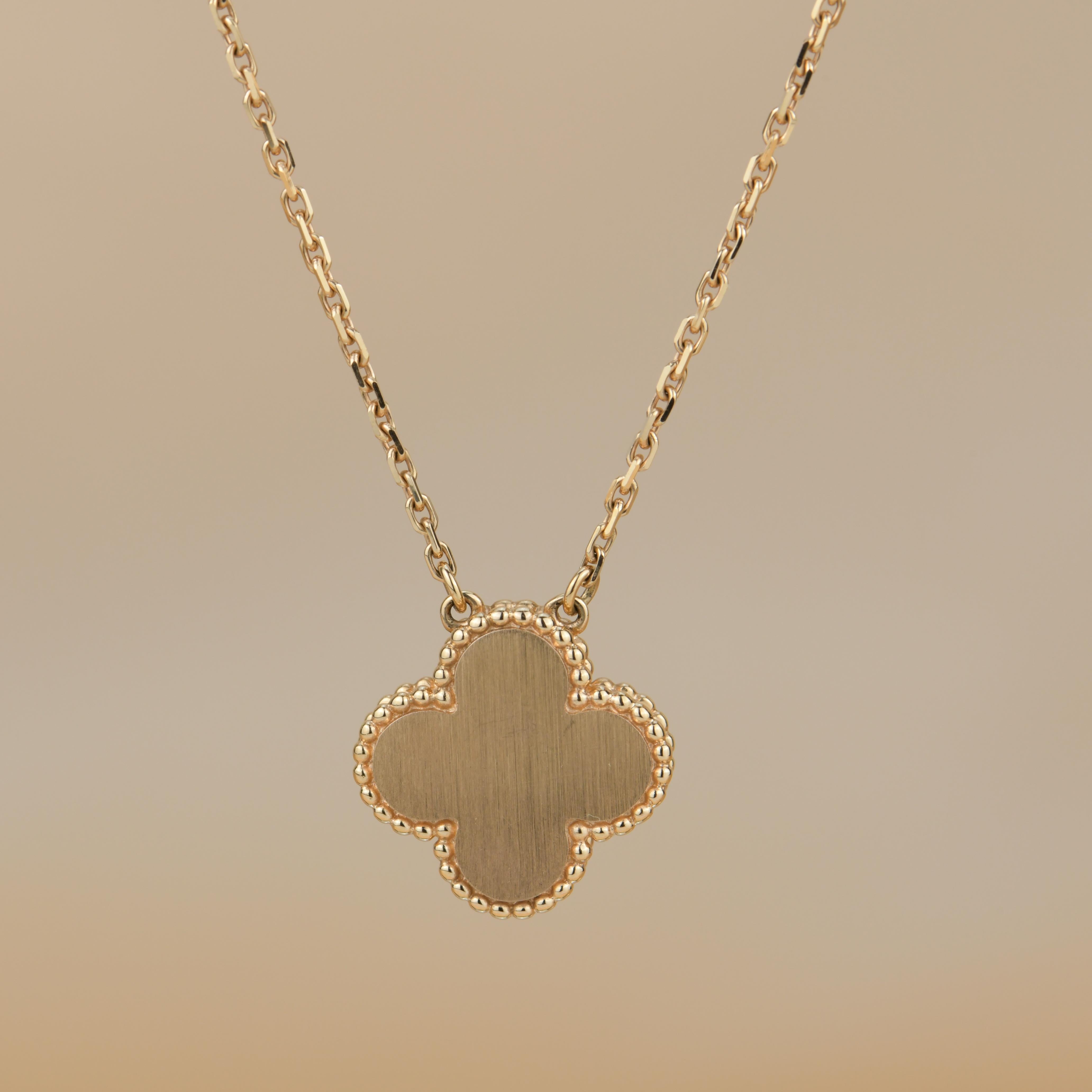 Brilliant Cut Van Cleef & Arpels Diamond Porcelain Limited Edition Alhambra Rose Gold Necklace