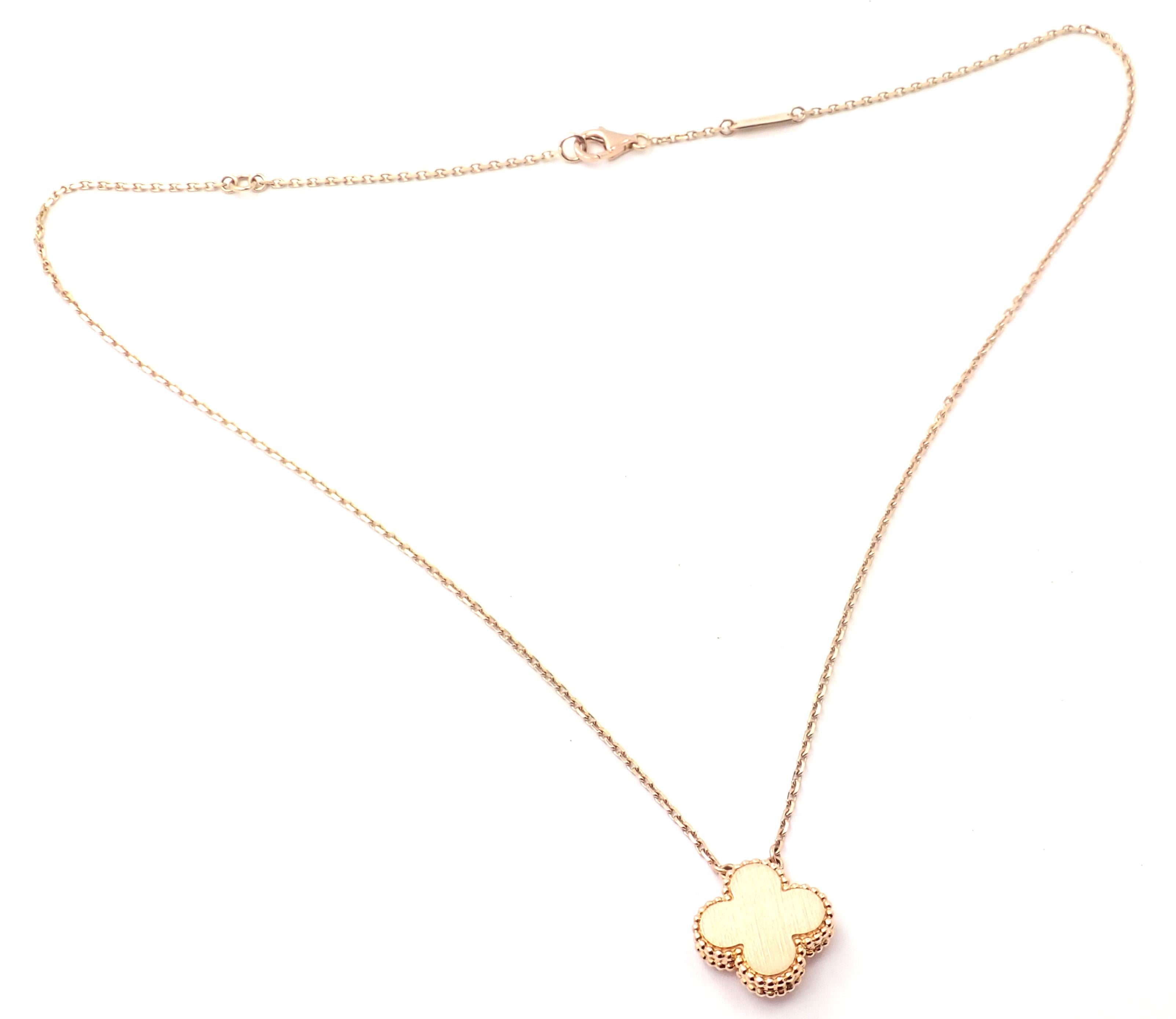 Van Cleef & Arpels Diamond Porcelain Limited Edition Alhambra Rose Gold Necklace In Excellent Condition In Holland, PA