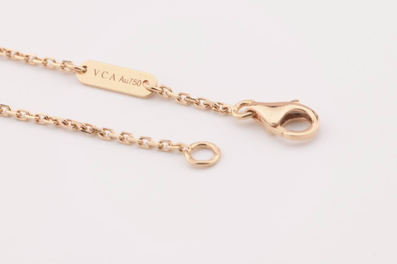 Women's Van Cleef & Arpels Diamond Porcelain Limited Edition Alhambra Rose Gold Necklace