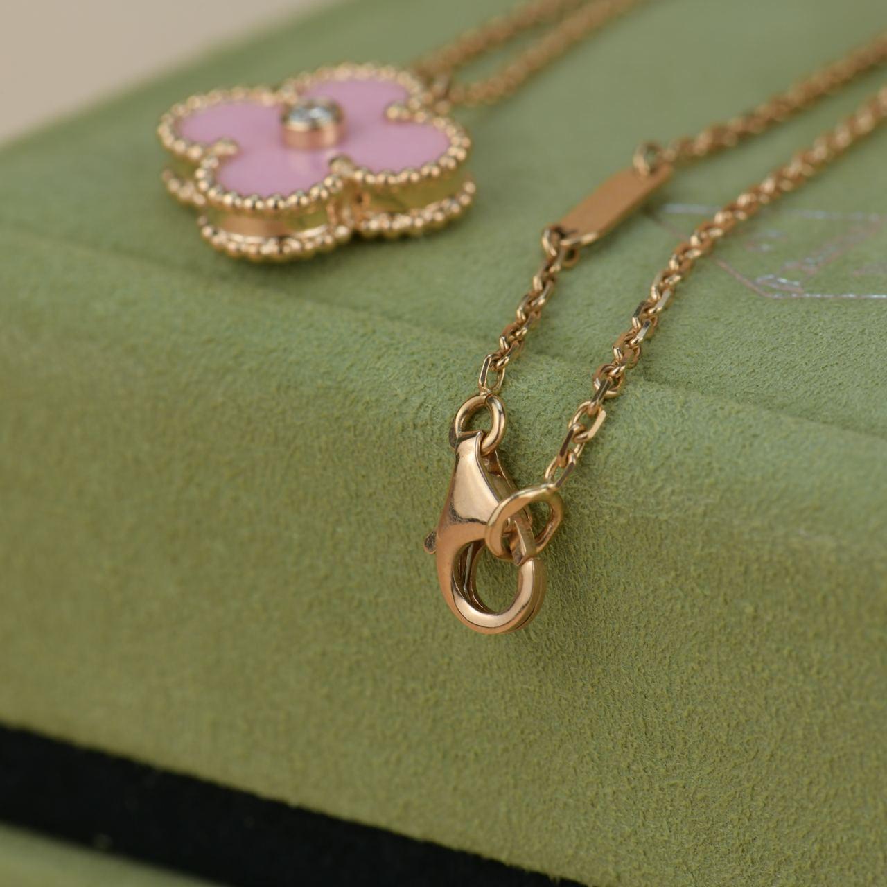 Van Cleef & Arpels Diamond Porcelain Limited Edition Alhambra Rose Gold Necklace 1