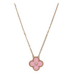 Van Cleef & Arpels Diamond Porcelain Limited Edition Alhambra Rose Gold Necklace