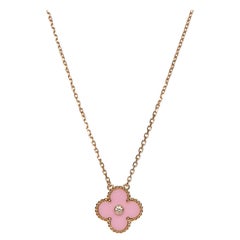 Van Cleef & Arpels Diamond Porcelain Limited Edition Alhambra Rose Gold Necklace