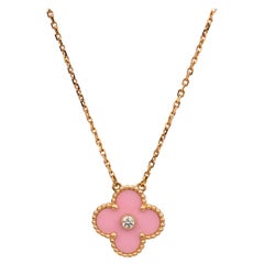 Van Cleef & Arpels Diamond Porcelain Limited Edition Alhambra Rose Gold Necklace