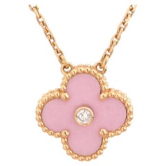 Van Cleef & Arpels Diamond Porcelain Limited Edition Alhambra Rose Gold Necklace