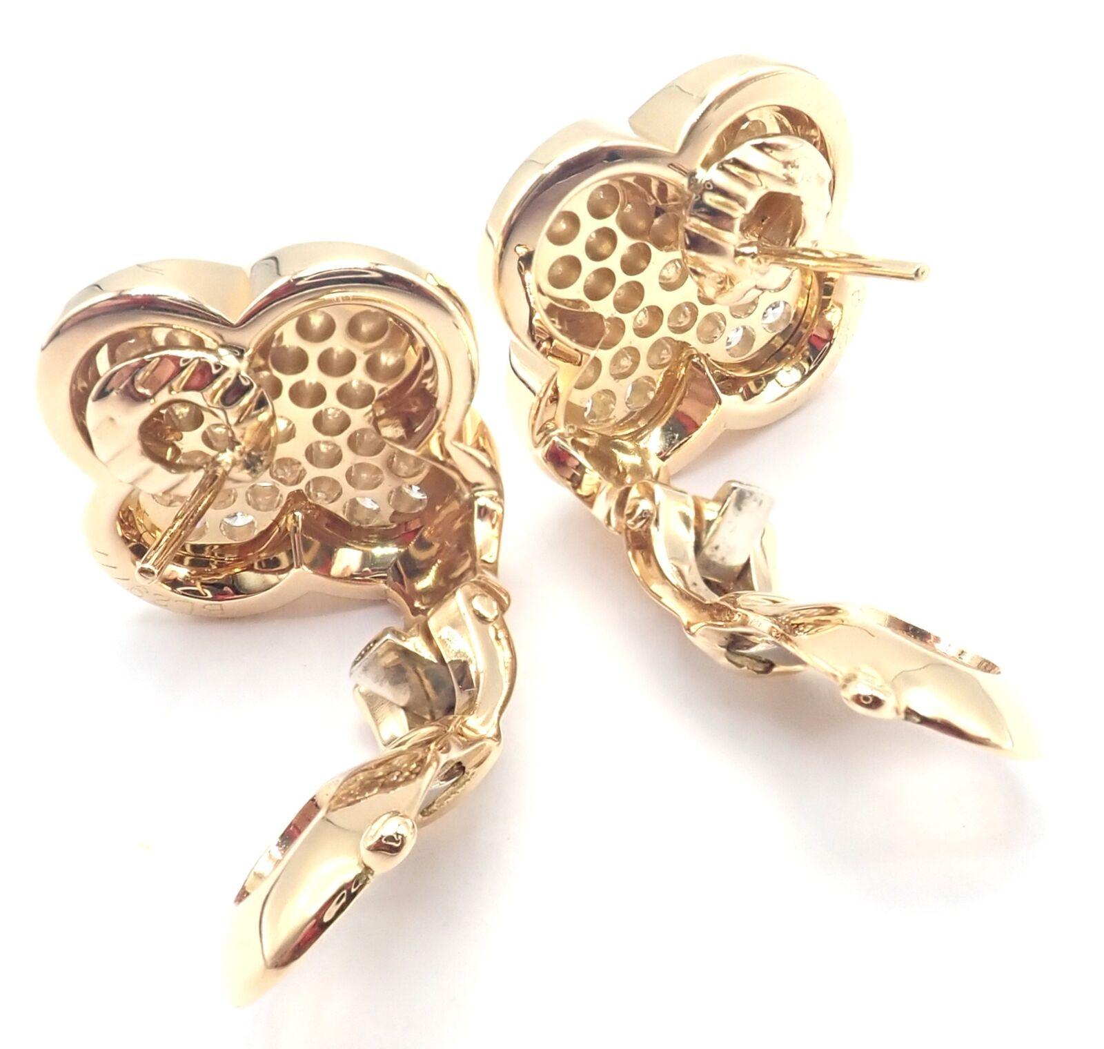 Van Cleef & Arpels Diamond Pure Alhambra Yellow Gold Earrings In Excellent Condition For Sale In Holland, PA