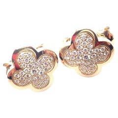 Used Van Cleef & Arpels Diamond Pure Alhambra Yellow Gold Earrings