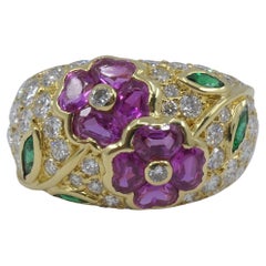 Van Cleef & Arpels Diamond Ring Gemstones Flower Design