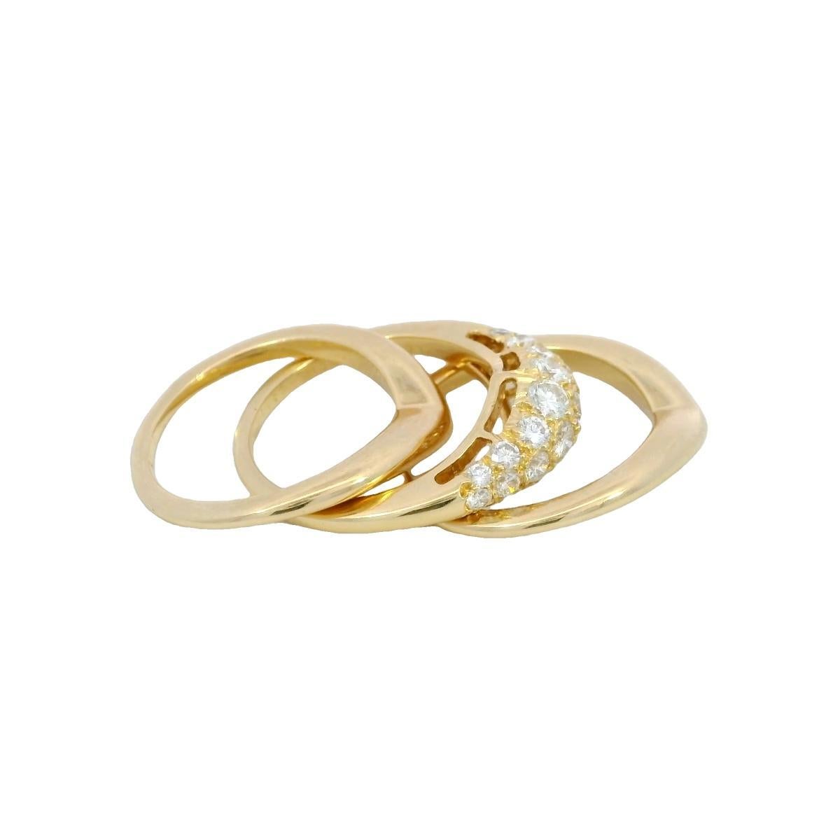 Van Cleef & Arpels Diamond Ring Three Piece Set 18K Yellow Gold Size 5.5 im Zustand „Hervorragend“ im Angebot in Fairfield, CT