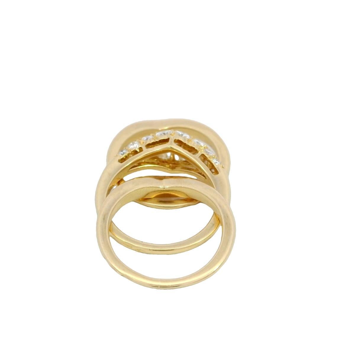 Van Cleef & Arpels Diamond Ring Three Piece Set 18K Yellow Gold Size 5.5 Damen im Angebot