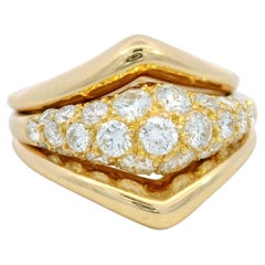 Van Cleef & Arpels Diamond Ring Three Piece Set 18K Yellow Gold Size 5.5