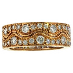 Van Cleef & Arpels Diamond Ring Wave Eternity Band French 18K Yellow Gold