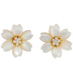 Van Cleef & Arpels Diamond Rose de Noel Ear Clips