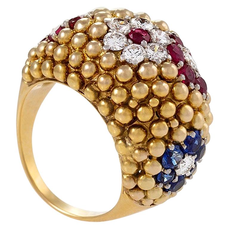 Van Cleef & Arpels Diamond, Ruby and Sapphire Bagatelle Ring