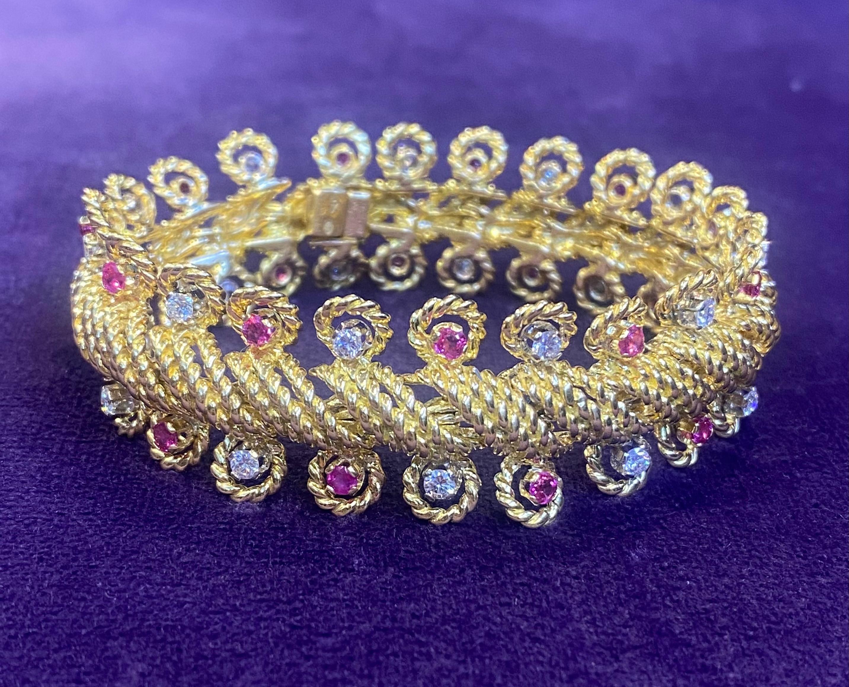 Van Cleef & Arpels Diamond & Ruby Bracelet  In Excellent Condition For Sale In New York, NY