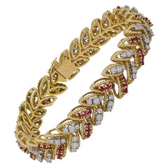 Van Cleef & Arpels Diamond Ruby Yellow Gold Leaf Bracelet