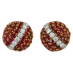 Retro Van Cleef & Arpels Province Ruby Bombe Earrings