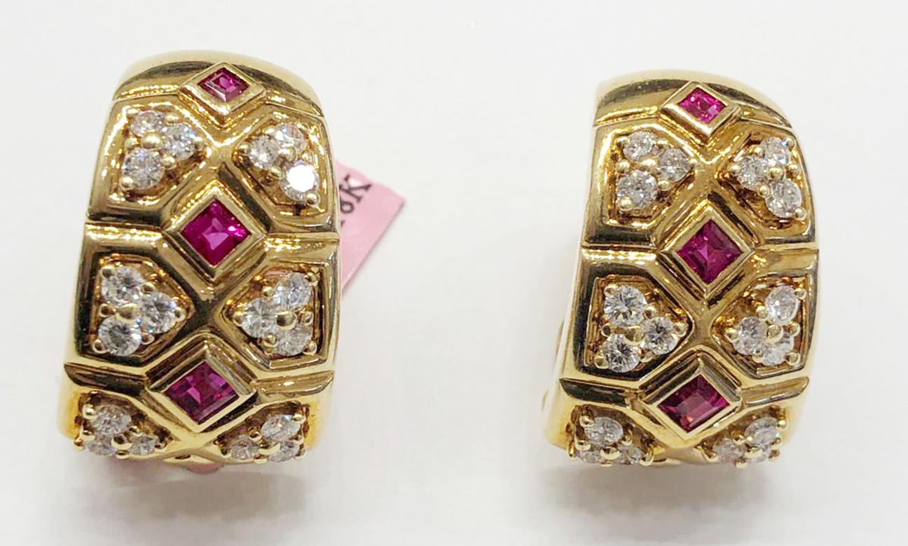 Van Cleef & Arpels Diamond and Ruby Earrings In Good Condition For Sale In New York, NY