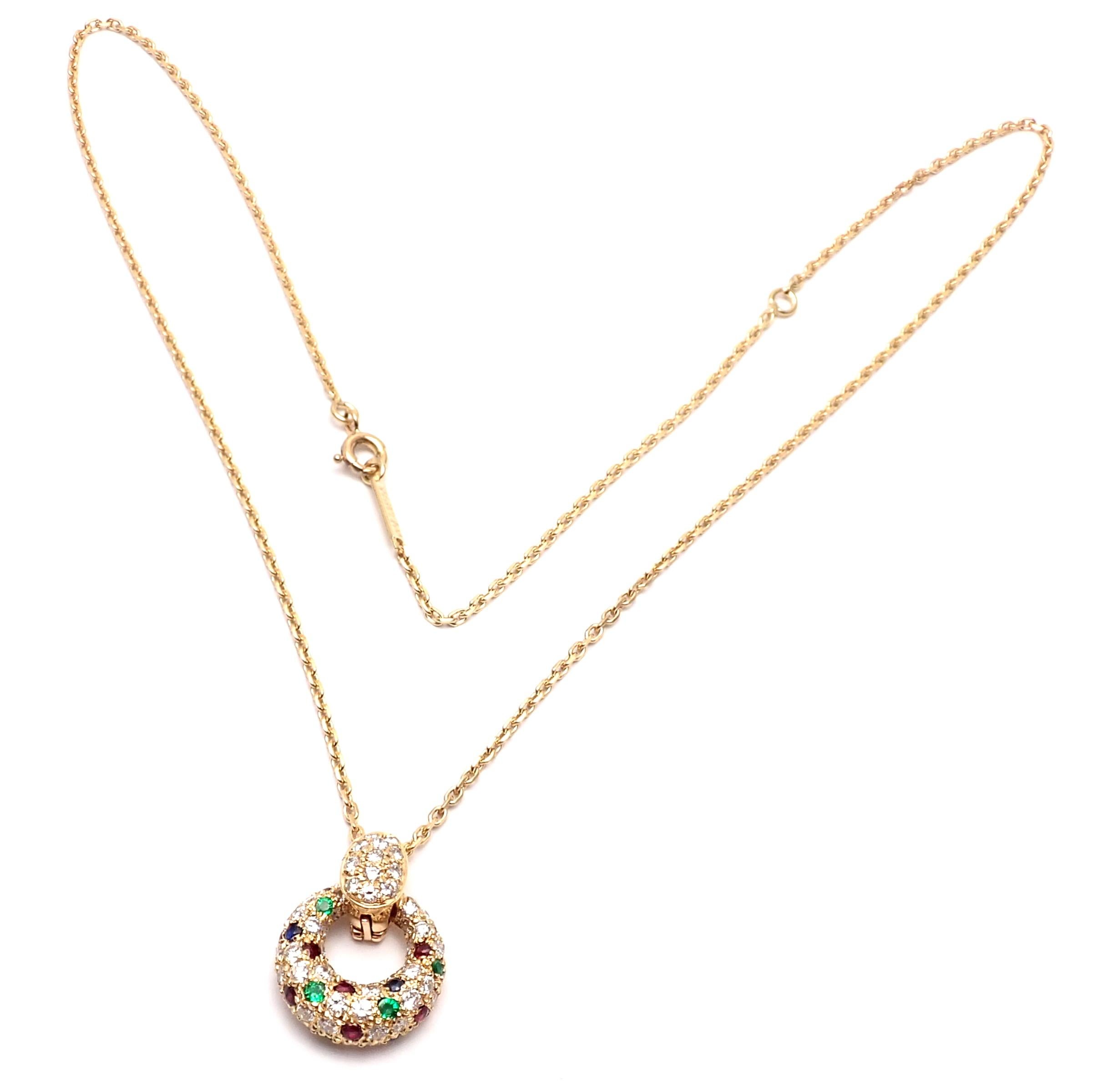 Van Cleef & Arpels Diamond Ruby Emerald Sapphire Gold 5 Extra Pendants Necklace 6