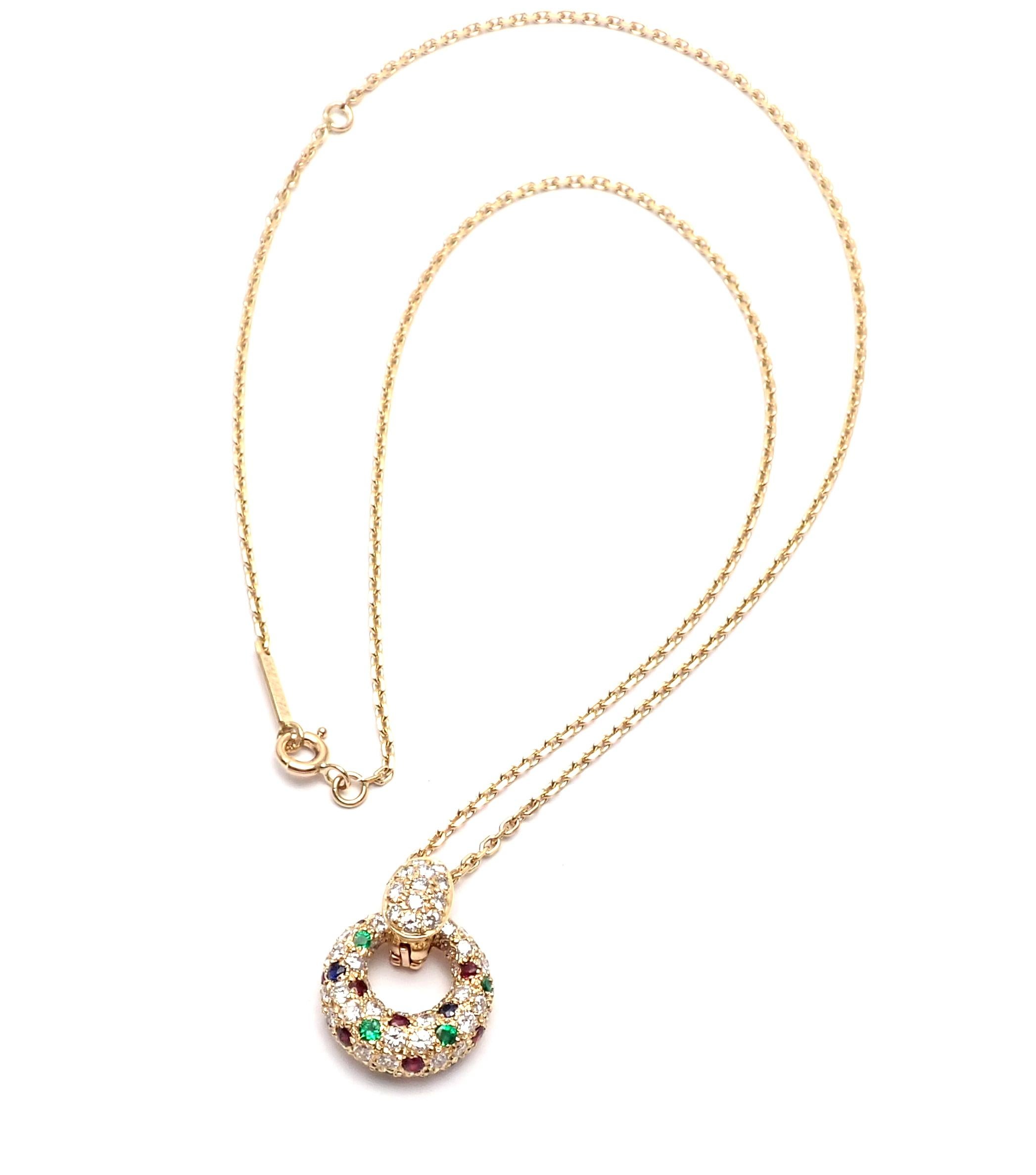Van Cleef & Arpels Diamond Ruby Emerald Sapphire Gold 5 Extra Pendants Necklace 7