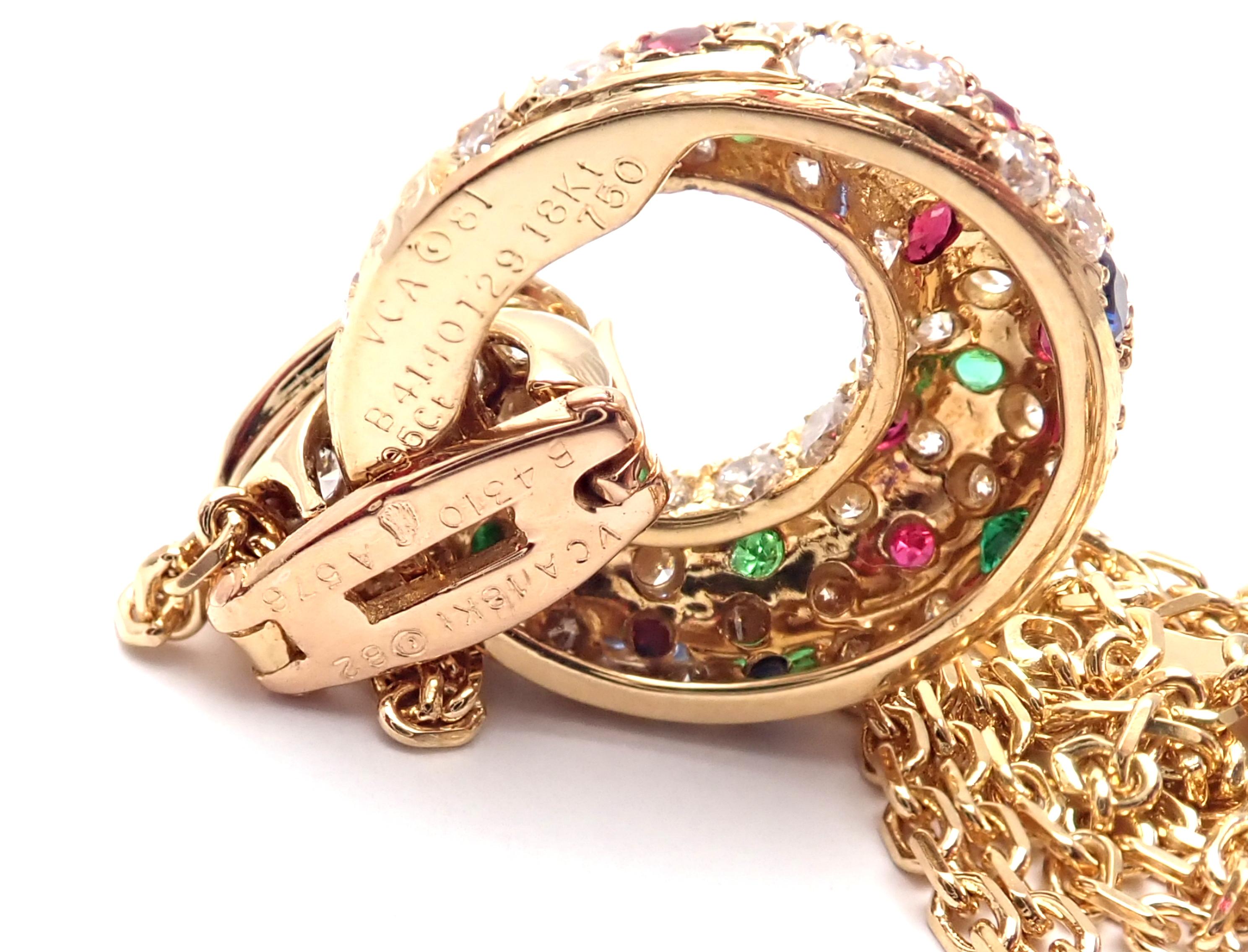 Van Cleef & Arpels Diamond Ruby Emerald Sapphire Gold 5 Extra Pendants Necklace 2