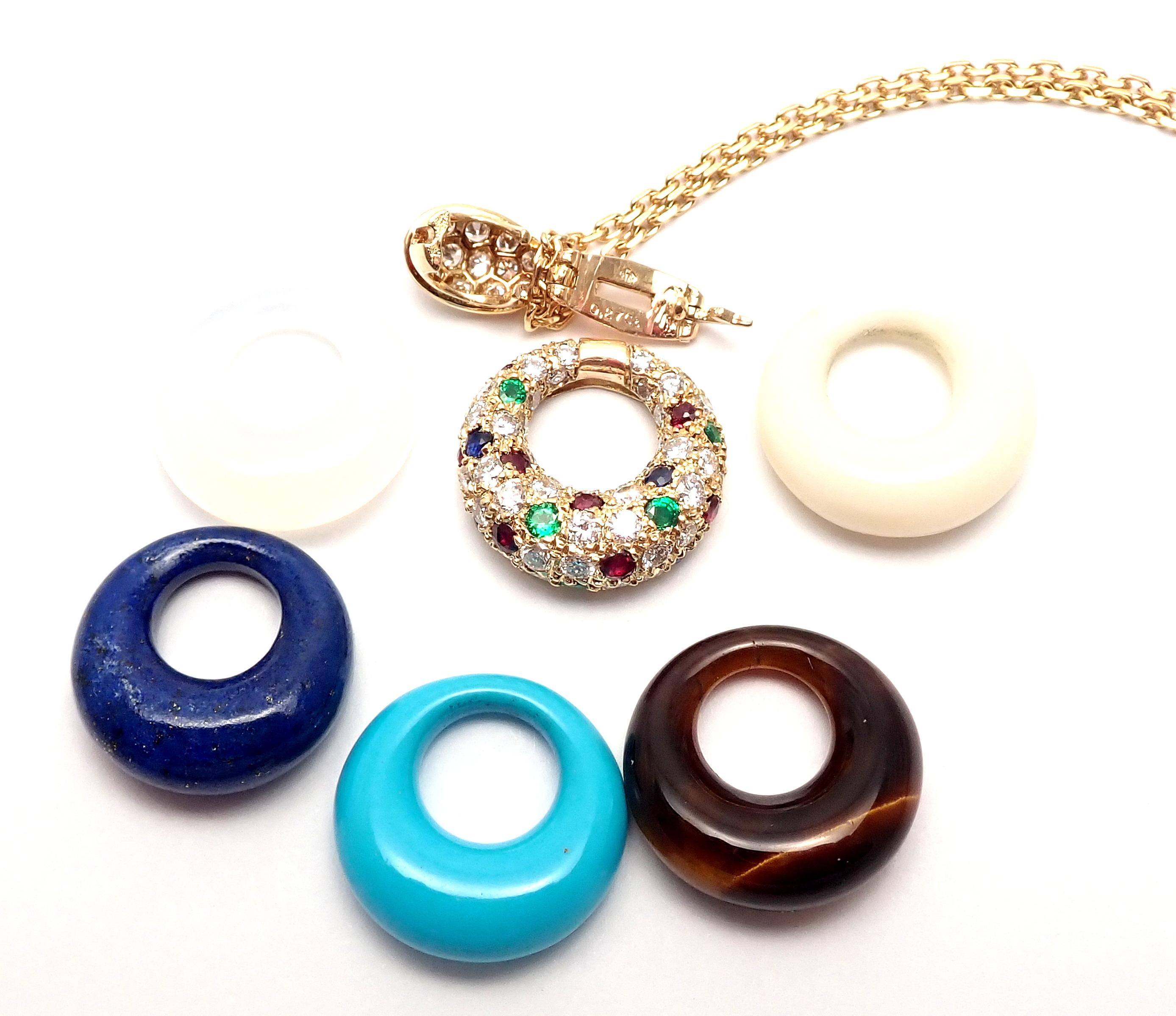 Van Cleef & Arpels Diamond Ruby Emerald Sapphire Gold 5 Extra Pendants Necklace 3