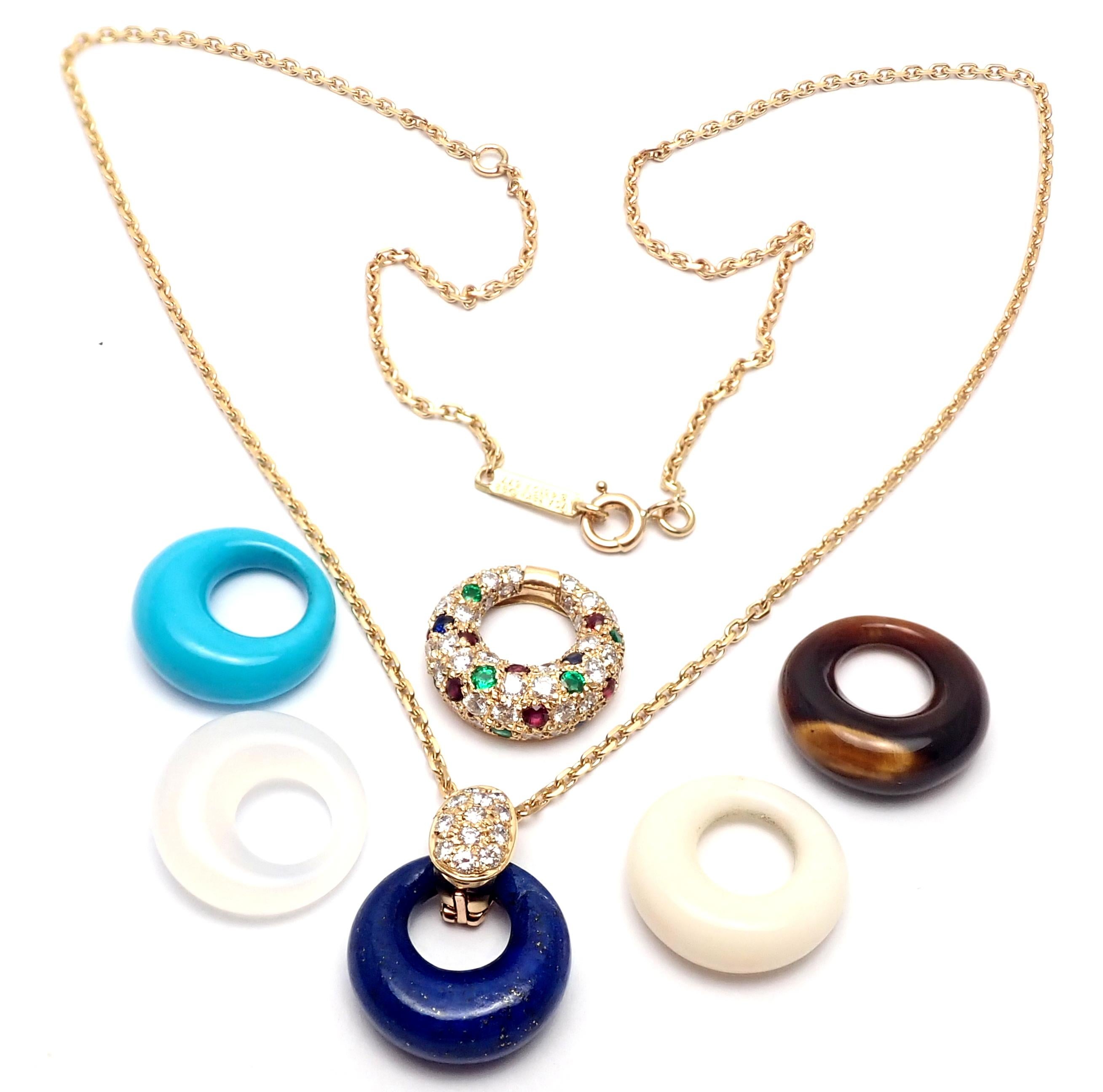 Van Cleef & Arpels Diamond Ruby Emerald Sapphire Gold 5 Extra Pendants Necklace 4
