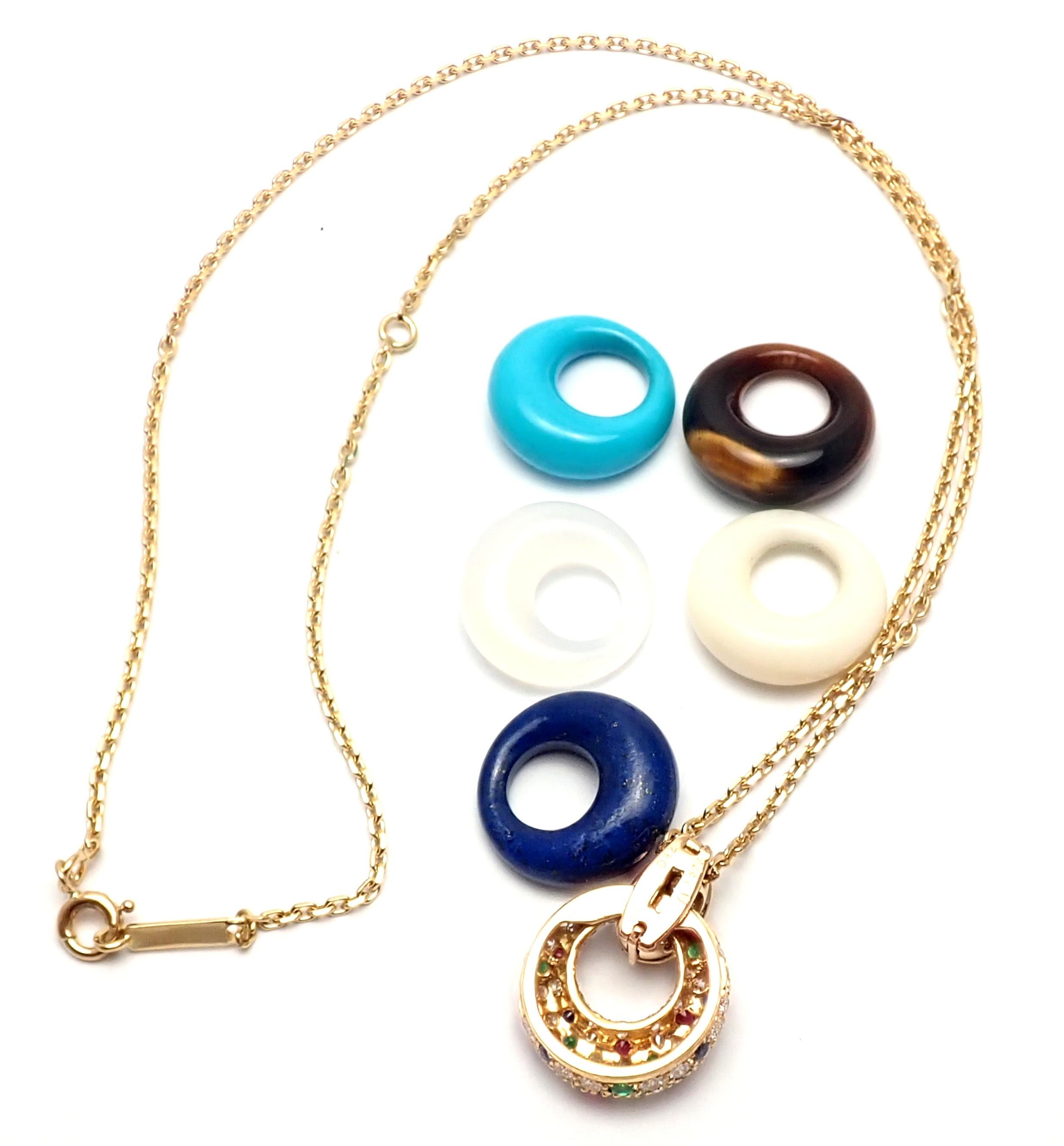 Van Cleef & Arpels Diamond Ruby Emerald Sapphire Gold 5 Extra Pendants Necklace 5
