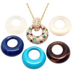 Van Cleef & Arpels Diamond Ruby Emerald Sapphire Gold 5 Extra Pendants Necklace