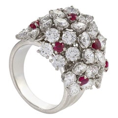 Van Cleef & Arpels Diamond and Ruby Flower Cluster Ring