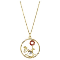 Van Cleef & Arpels Diamond Ruby Gold Platinum Rocking Horse Pendant Necklace