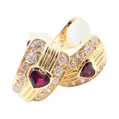Van Cleef & Arpels Diamond Ruby Heart Yellow Gold Earrings