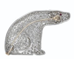 Van Cleef & Arpels Diamond Ruby Polar Bear Platinum Brooch