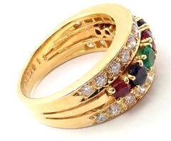 Van Cleef & Arpels Diamond Ruby Sapphire Emerald Yellow Gold Band Ring