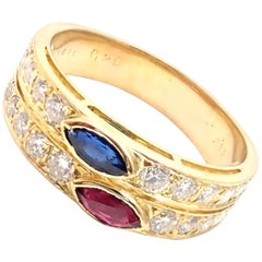 Van Cleef & Arpels Diamond Ruby Sapphire Yellow Gold Ring