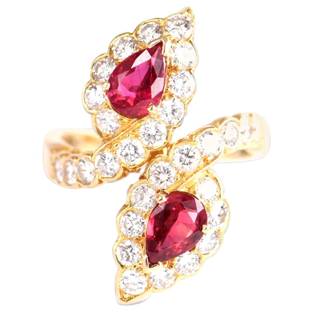 Van Cleef & Arpels Diamond Ruby Yellow Gold Engagement Ring