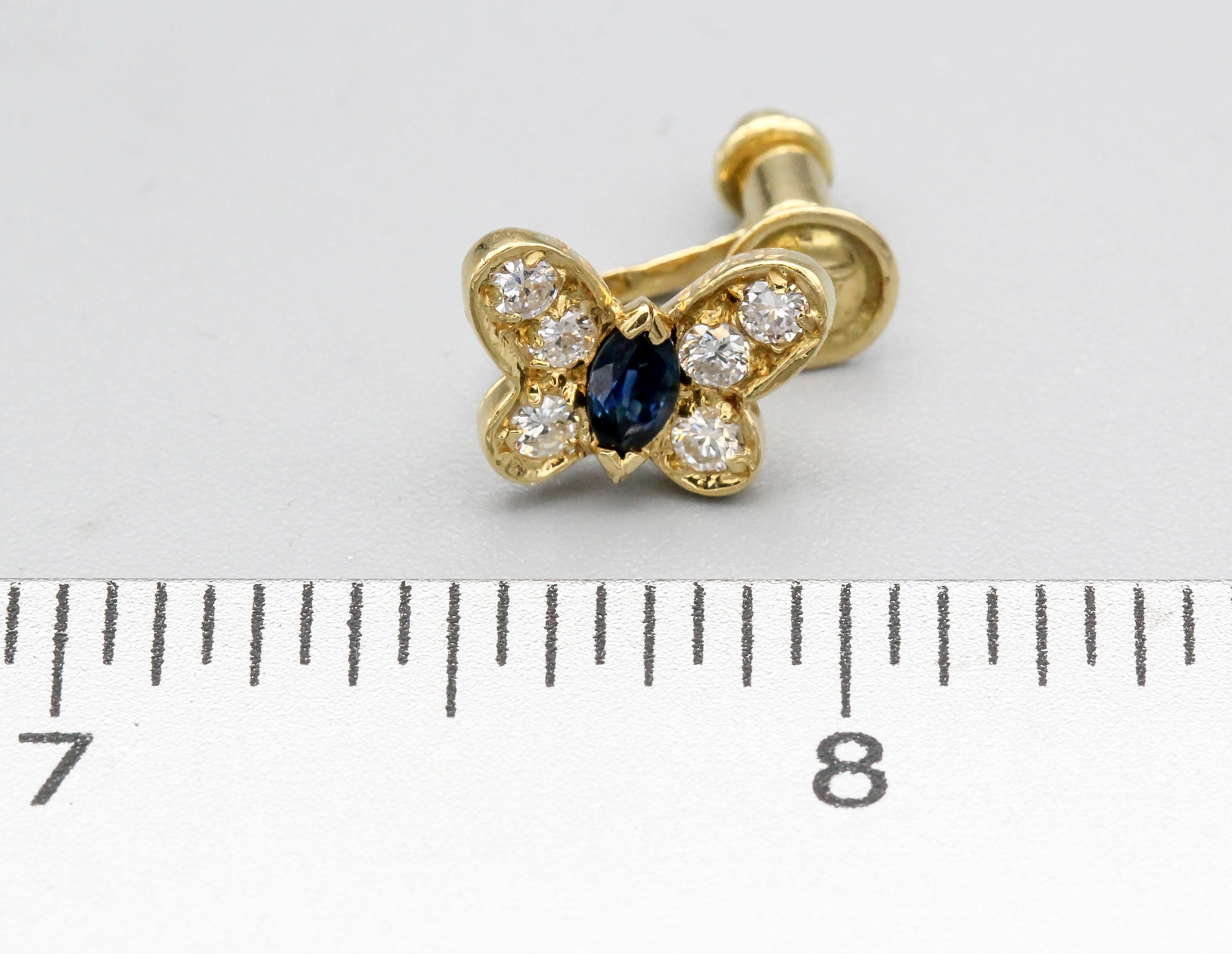 Van Cleef & Arpels Diamond Sapphire and 18 Karat Gold Butterfly Earrings In Good Condition In New York, NY