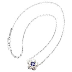 Van Cleef & Arpels Diamond Sapphire Fleurette Flower White Gold Pendant Necklace