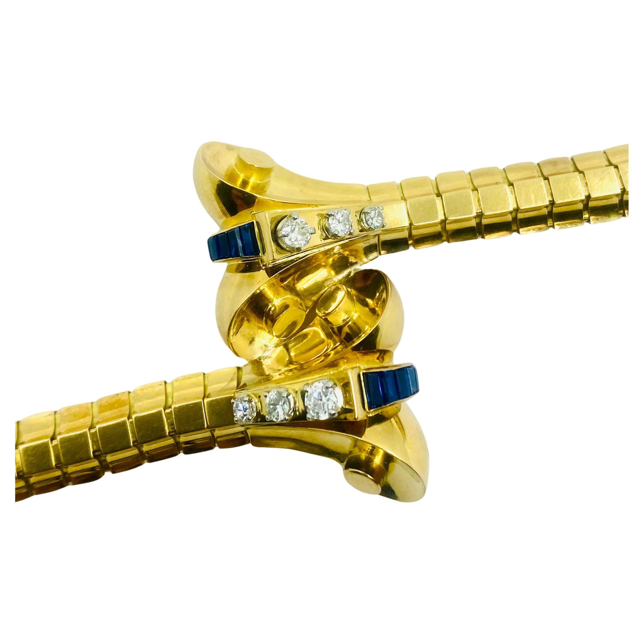 Van Cleef & Arpels - Bracciale a serpente in oro con diamanti e zaffiri In condizioni ottime in vendita a Beverly Hills, CA